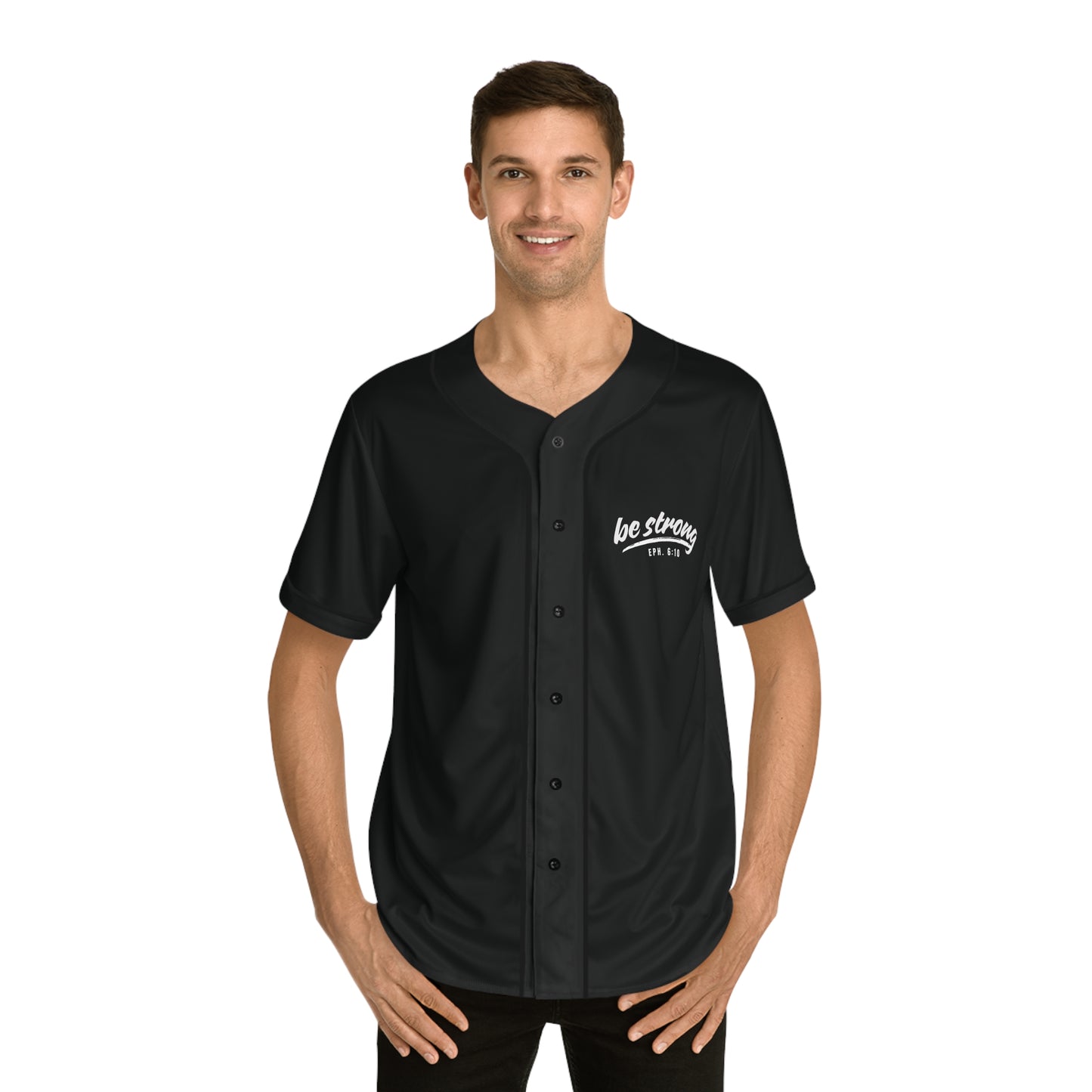 be strong- Eph 6:10 - Men's Baseball Jersey (AOP)